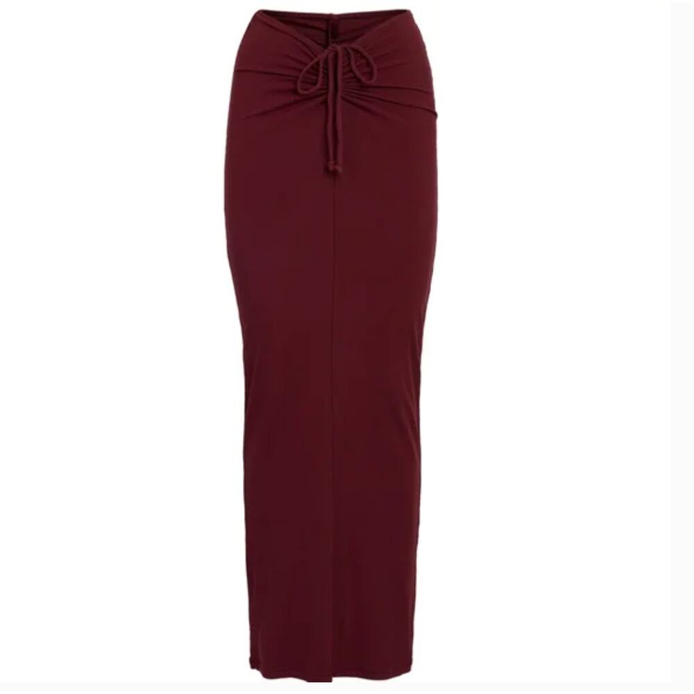 SKIMS | Burgundy Wine Soft Lounge Maxi Skirt | Large Ruched waist Scrunch